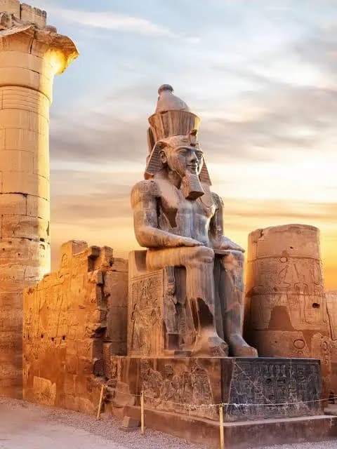 Ancient pharaoh statue at a Luxor temple