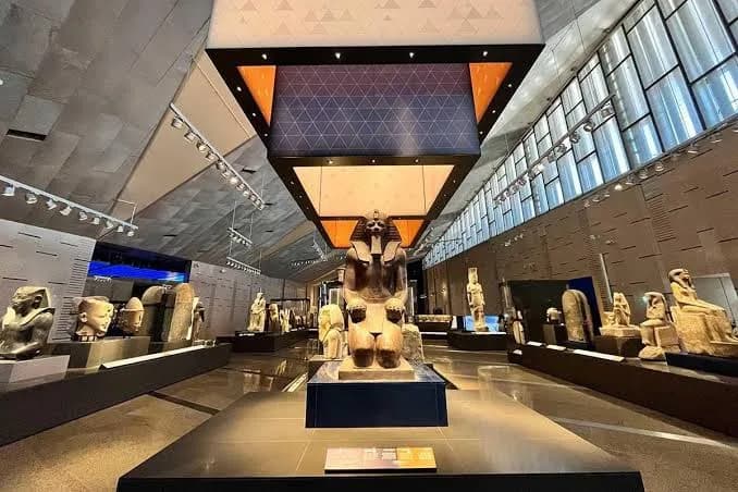 Gallery exhibits inside the Grand Egyptian Museum