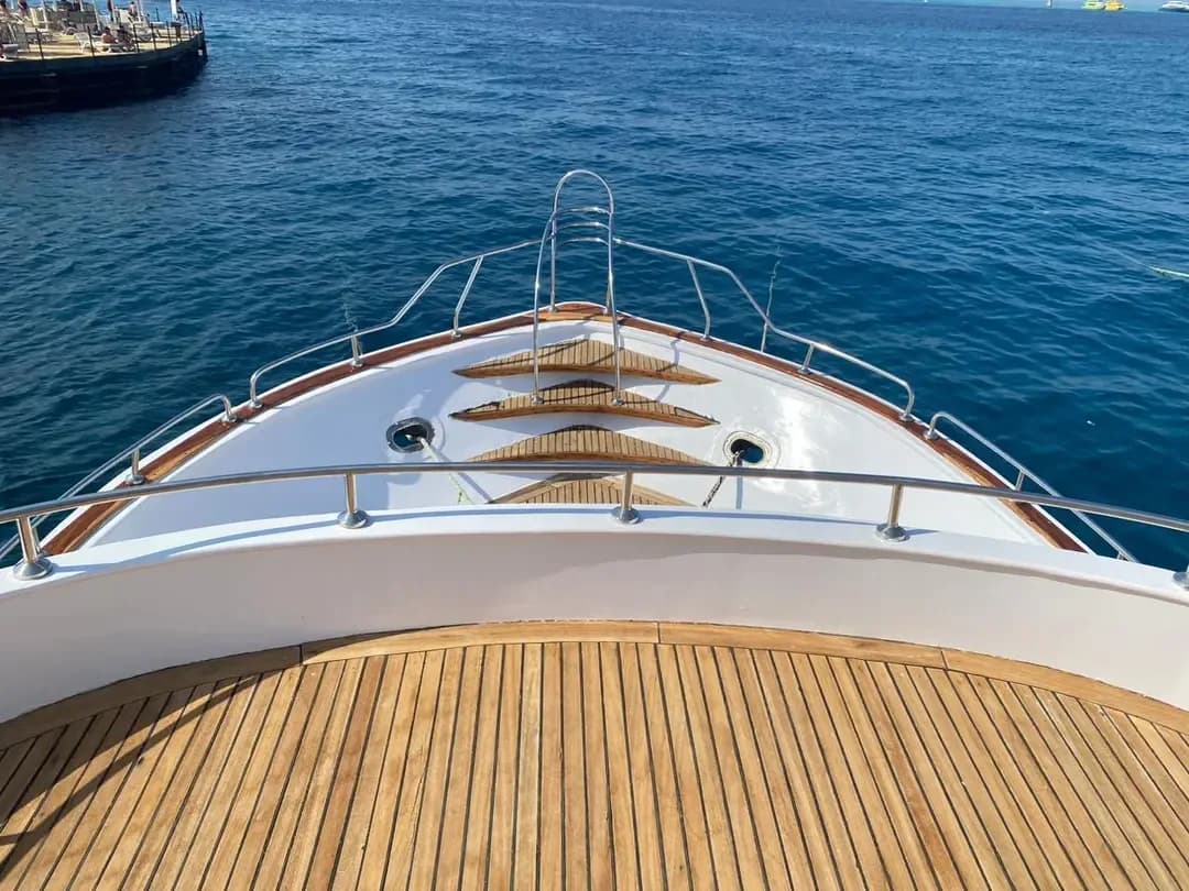 View from the bow of the cruise boat crossing the Red Sea